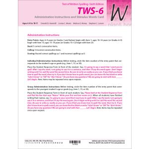 TWS-6 Virtual Administration Instructions and Stimulus Words Card (Forms A and B)